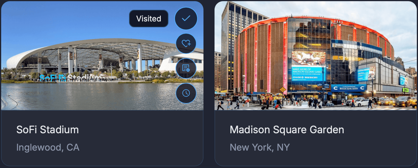 Visit stadiums